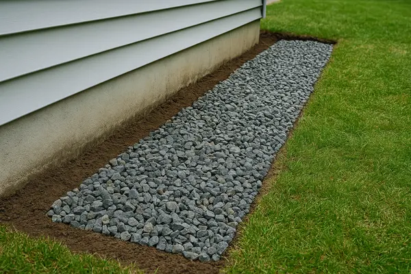 a gravel-filled ditch from EZ French Drain Installation in Arlington, TX - Arlington TX