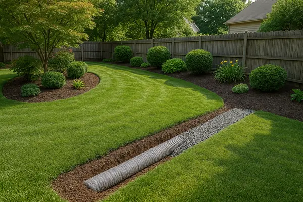 A french drain project in progress from EZ French Drain Installation in Fort Worth, TX - Commercial French Drain Services