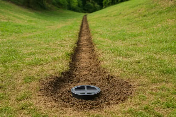 a very shallow ditch from EZ French Drain Installation in Irving, TX - Irving TX