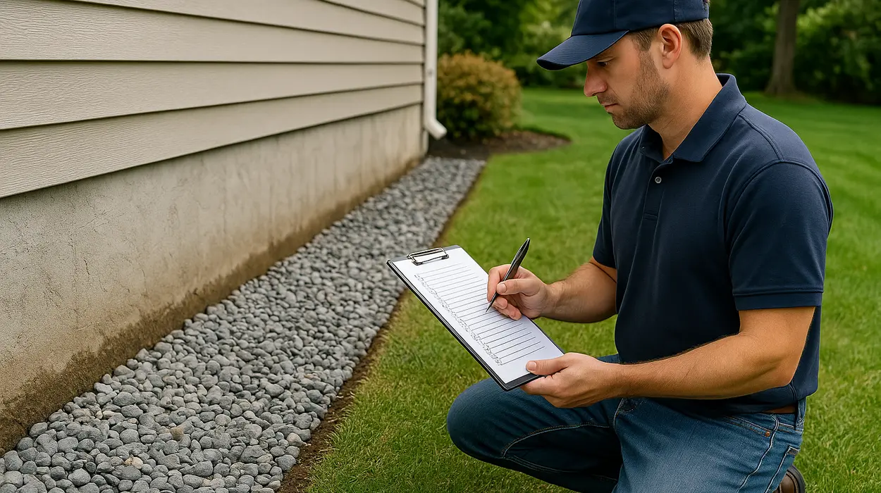 a french drain contractor writting on a clipboard  from EZ French Drain Installation in Fort Worth, TX - Residential French Drain